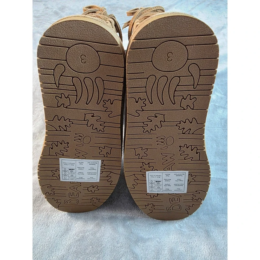 Bearpaw Phylly Youth Boots Size 3 Hickory Brown Suede Lace Back NWOB